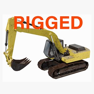 Low Poly Rigged Crawler Excavator