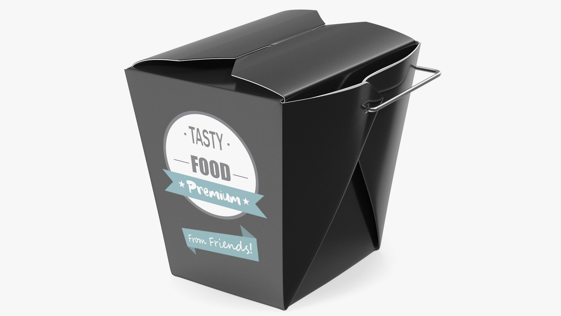 Black Paper Chinese Takeout Box 16 Oz 3D model preview