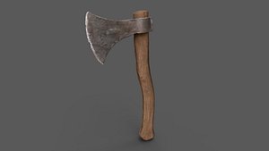 3D Rusty Old Wooden Axe Hatchet 3D Model low-poly 3d model model