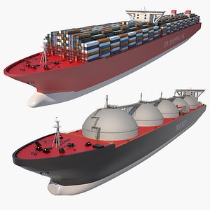 Lng Tanker Ship and Container Ship