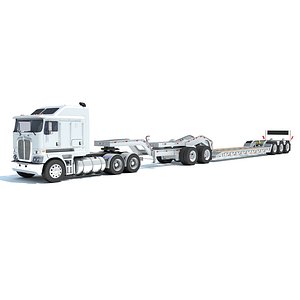 3D Semi Truck with Lowboy Trailer