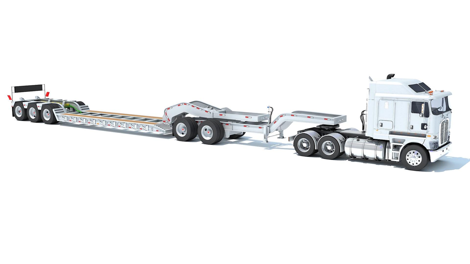 3D Semi Truck With Lowboy Trailer - TurboSquid 2159917