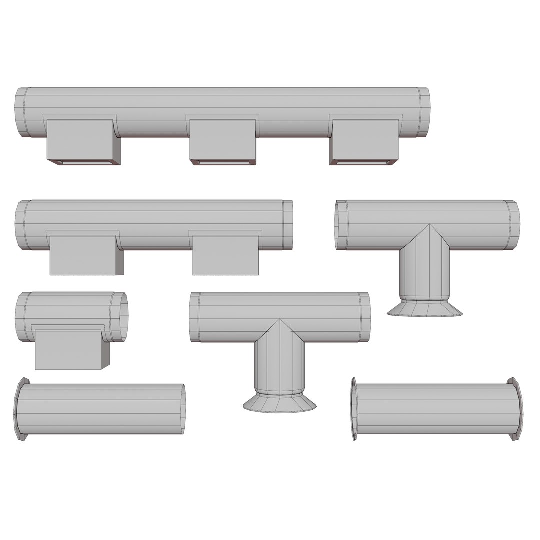 3D Model Round HVAC Ducting Pack - TurboSquid 2092641