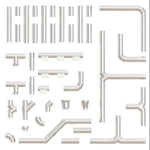 3D model Round HVAC Ducting Pack