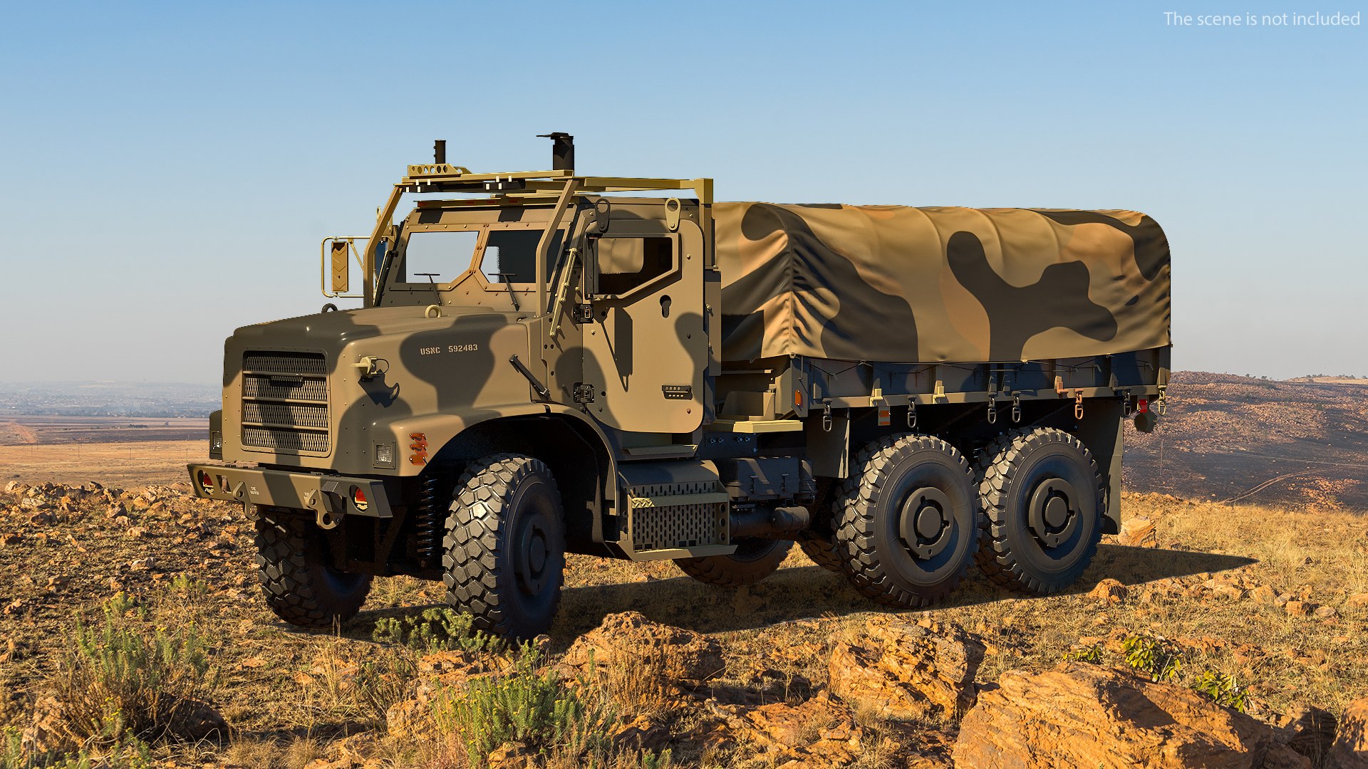 Medium Tactical Vehicle with Tent Sand Camo 3D model preview