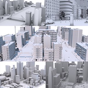 3D model city details clay