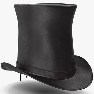 Leather Top Hat Black v 4 3D