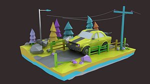 3D low poly car  Cartoon Car collection toon vehicle