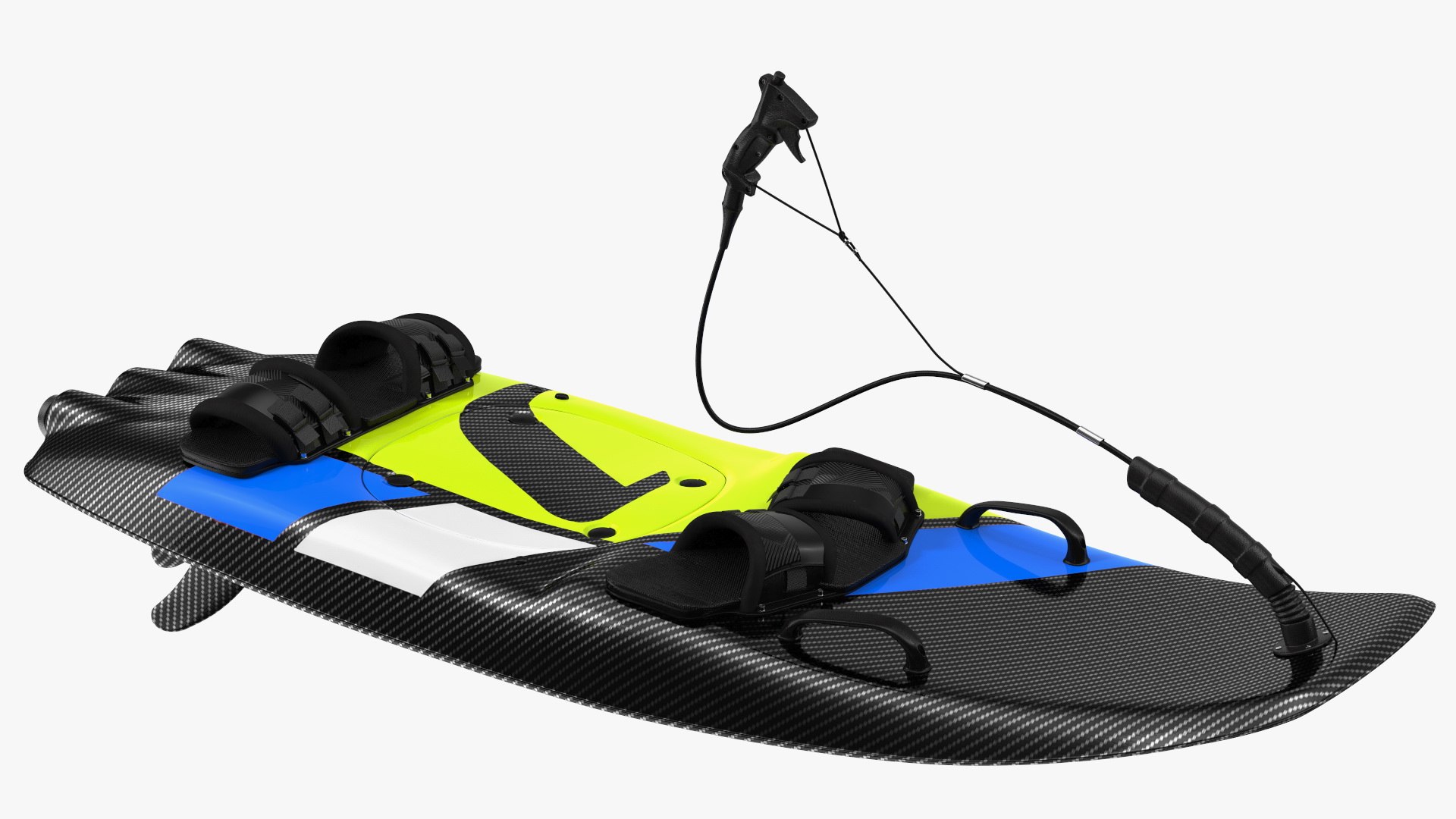 Motorised Carbon Fiber Surfboard Green 3D model preview