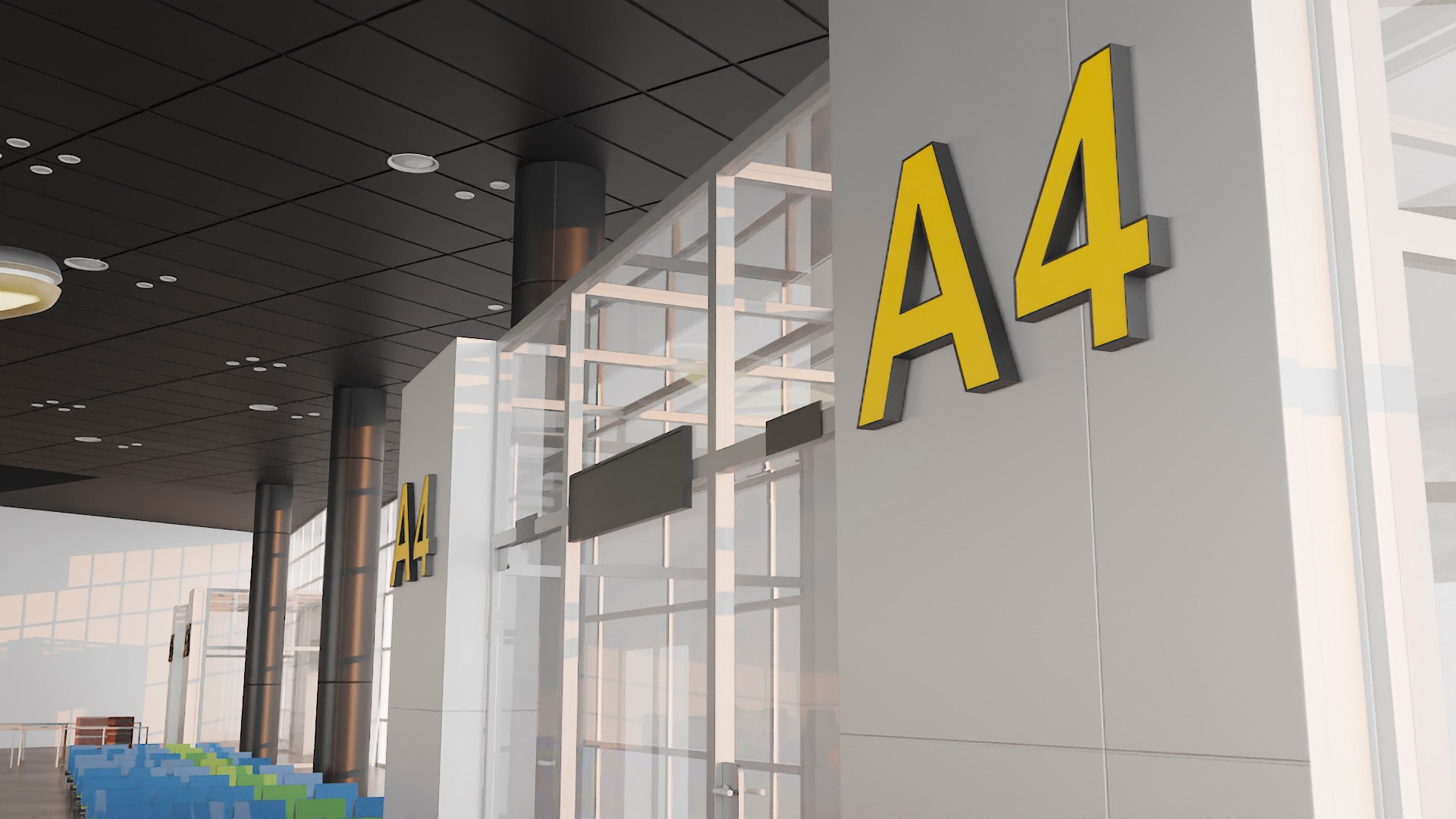 Airport Terminal Waiting Area Model - TurboSquid 2320949