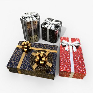 3D Gift Boxes - Glossy Finish Set model