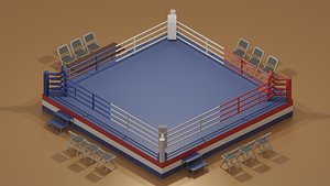 Low Poly Cartoon Boxing Ring