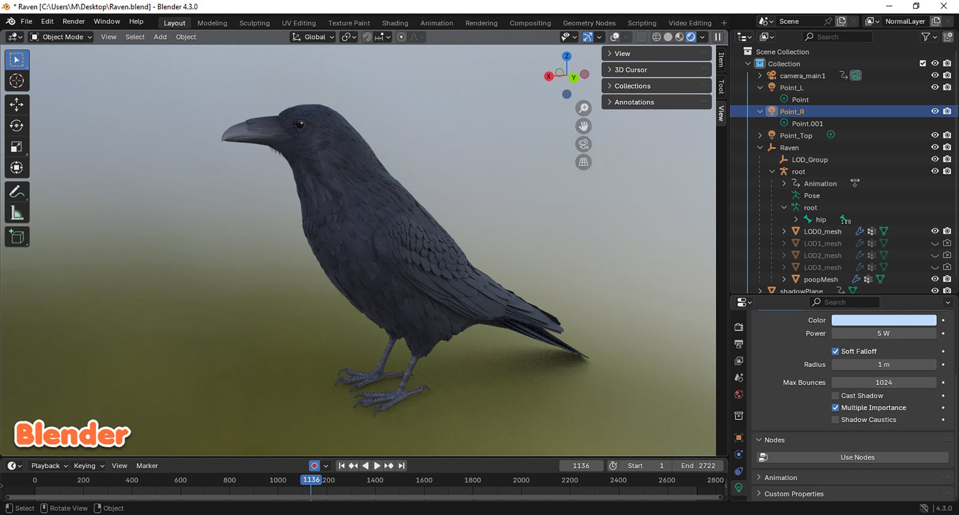 RealisticAnimatedRaven model https://p.turbosquid.com/ts-thumb/2D/0tlpXL/5W/20250109_235018/jpg/1736651923/1920x1080/fit_q87/4cad9a269d267f730c997541284d7e0ac64e6edf/20250109_235018.jpg