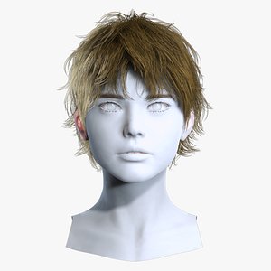 Unisex Short Layered Pixie Cut - Game Ready Hair Cards 3D model