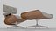 Классическое кресло Eames Lounge и пуфик из снежной ткани с деревянными деталями