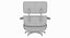 Классическое кресло Eames Lounge и пуфик из снежной ткани с деревянными деталями