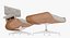 Классическое кресло Eames Lounge и пуфик из снежной ткани с деревянными деталями