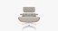 Классическое кресло Eames Lounge и пуфик из снежной ткани с деревянными деталями