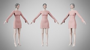 Dress 51 Pink 3D model