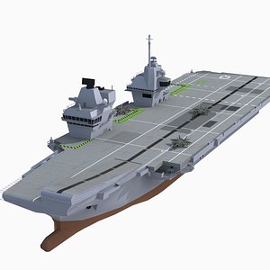 HMS queen Elizabeth aircraft carrier with F35 fighter jet 3D model