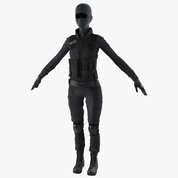 3d swat woman uniform 3 model