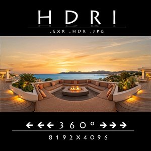 8K Luxury Sunset Beach Resort HDRI 3D model
