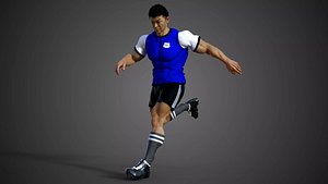 Asian Football Soccer Player Male 3D model