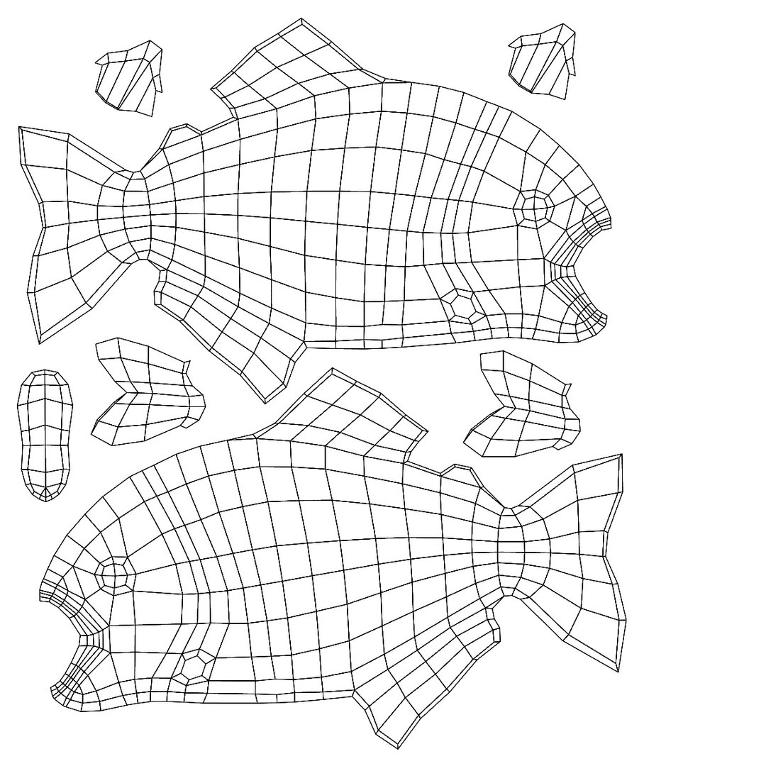 3d base mesh piranha fish