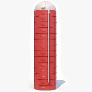 Red Farm Silo PBR 3D model