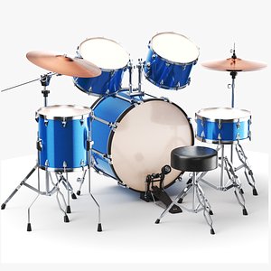 Detailed Blue Drums Kit