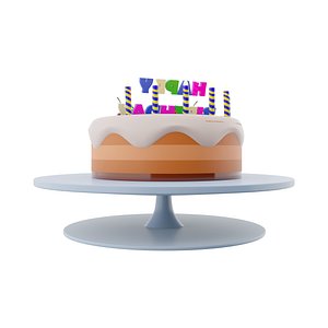 3d birthday cake cartoon icon 3D model