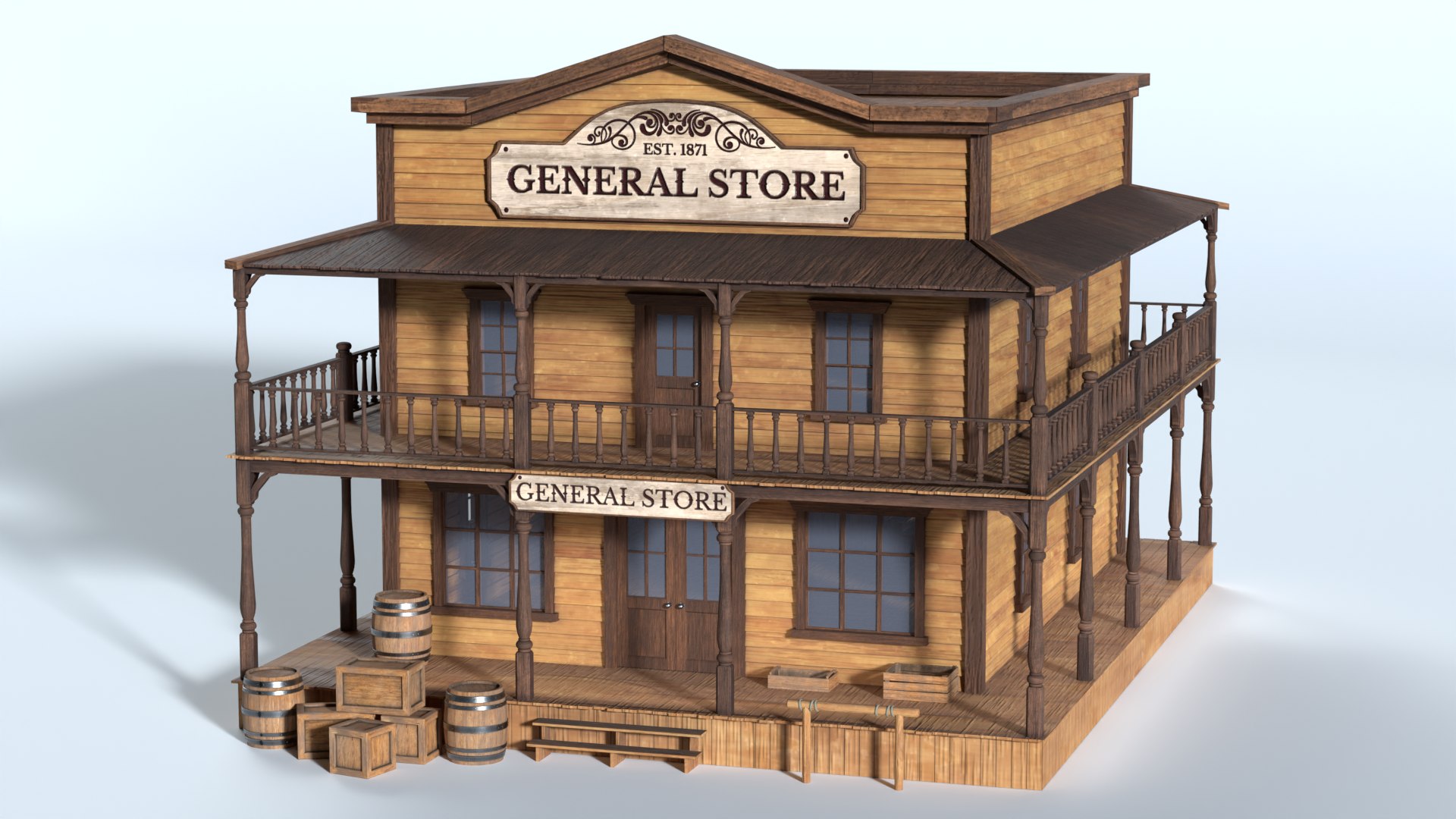 Old West General Store Building 3D model https://p.turbosquid.com/ts-thumb/2D/pqcVKA/qj/westerngeneralstore2/png/1792326107/1920x1080/fit_q87/b020d68391c46cf6cee37a52f6a8346d1d46f53c/westerngeneralstore2.jpg