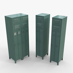 PBR School Gym Locker 10 - Green Light 3D model