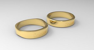 Doctor Couple Ring Gold 3D