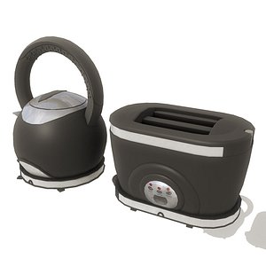 3d kettle toaster set model