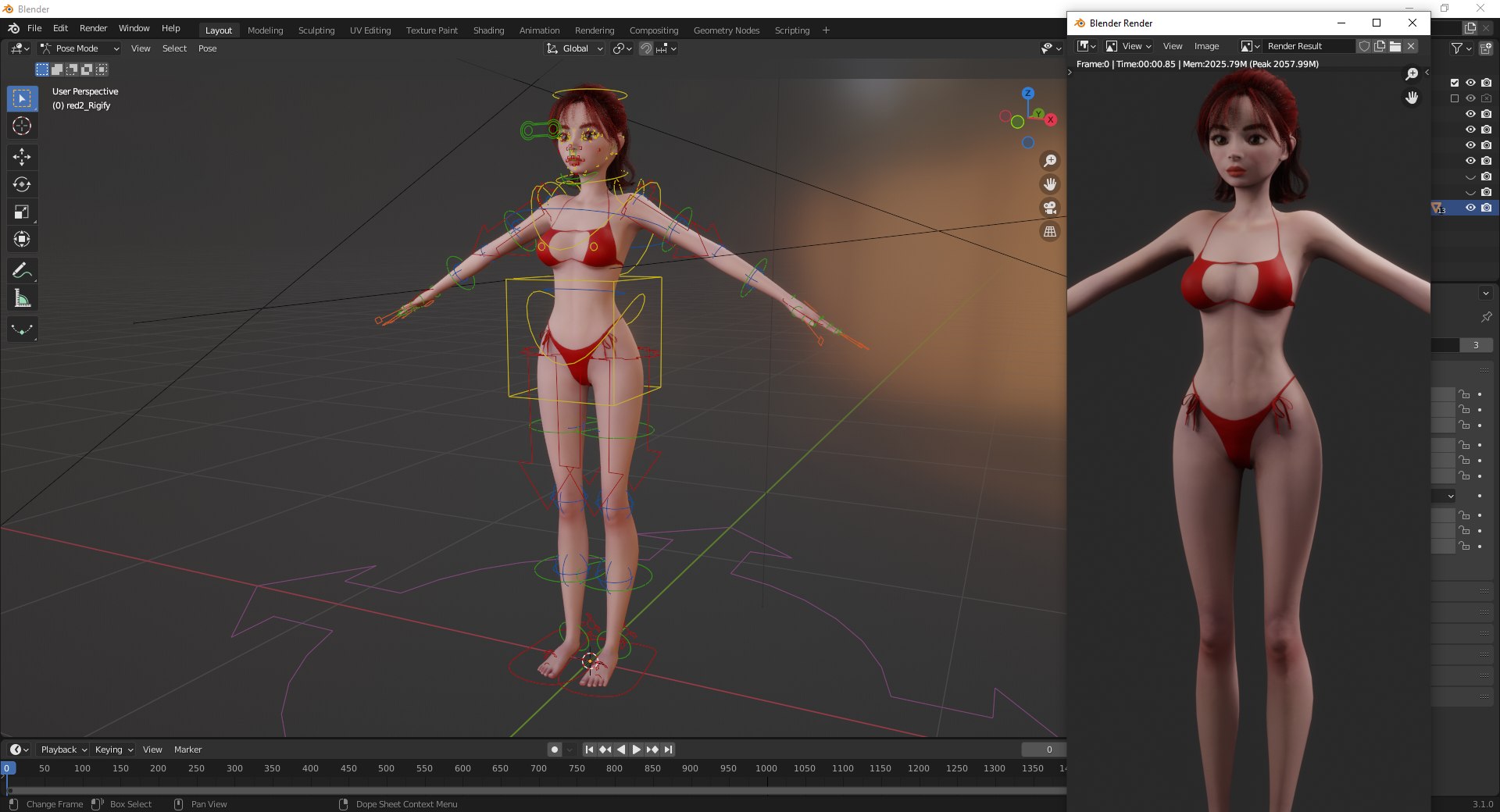 Prestige Red Hair Stylized Cartoon Female D Model Naked Woman Rigged D Model Turbosquid