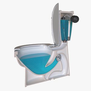 Flush System Cutaway Clogged 3D model