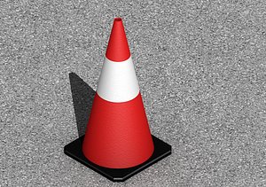 Traffic Cone 75cm Road Barrier Pylon Construction 3D 3D model