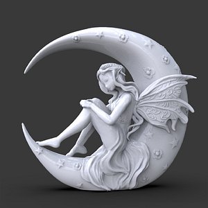 Fairy on the moon Sculpture 3D