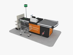 3D model Supermarket Checkout counter Cashier