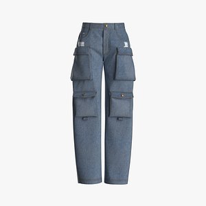 3D Ladies Flare Bell Bottom Jeans Pants Model - TurboSquid 1960018