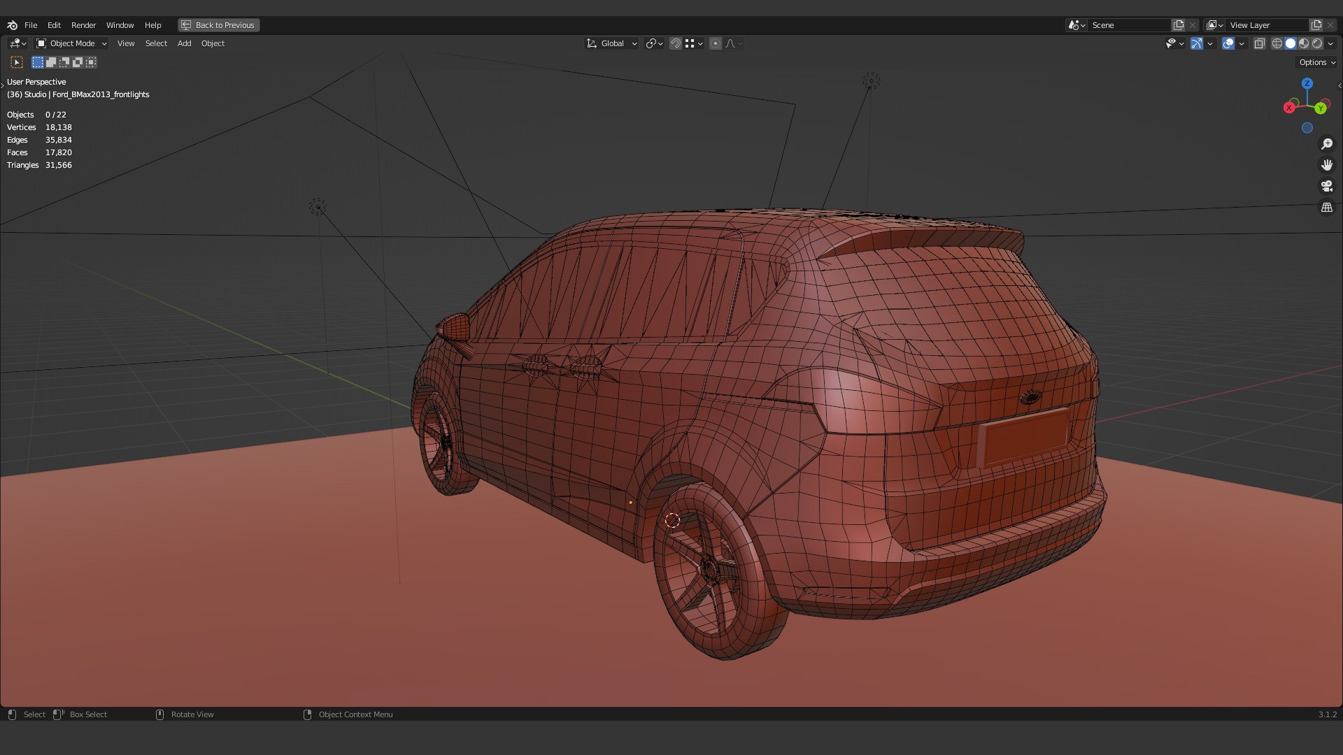 3D Ford Bmax 2013 lowpoly - TurboSquid 1967408