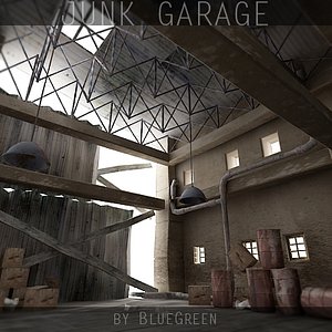 3d desolated junk garage model