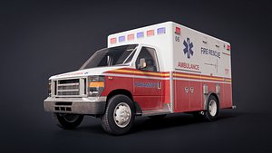 Ambulance 3D Model with Interior For Games Cinematics