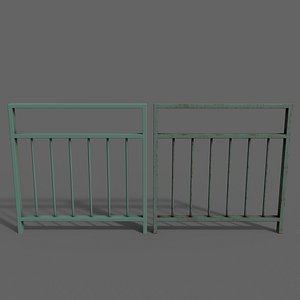 PBR Pedestrian Guard Rail Green V4 3D model