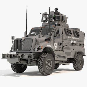 3D model SWAT Armored Vehicle Grey with Officers