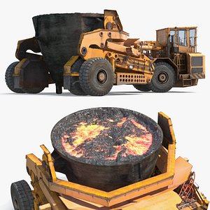 3D Slag Pot Carrier Used Rigged for Maya model