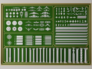 3D model Classical Architectural Ornament  Column Collection