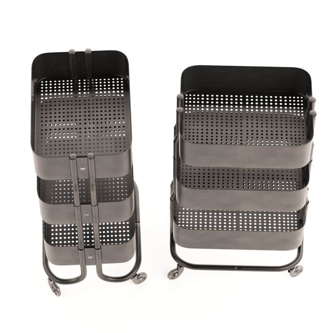 3D Model Rashult Ikea Metal Trolley Shelving Side Table TurboSquid