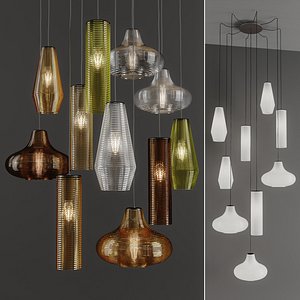 3D Olivia Emma Clio by Panzeri 3 Glass Pendants with 7 Colors model